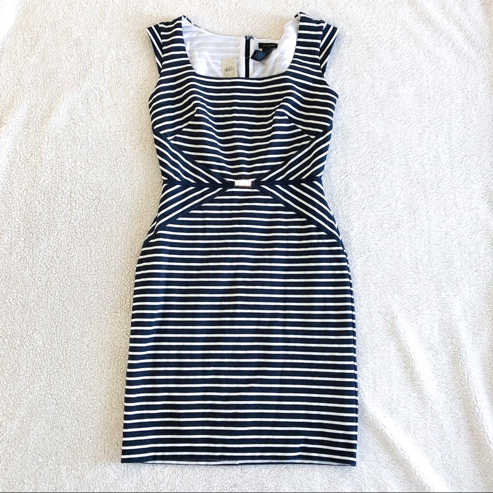 Ann Taylor Navy Striped Dress Size 2